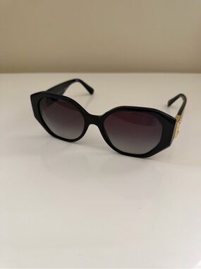 Ralph Lauren Black Cat-Eye Sunglasses with Gold Temples
